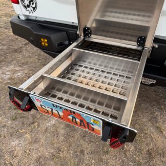 The open drawer from a wider angle, MOLLE floor panel and a divider in place